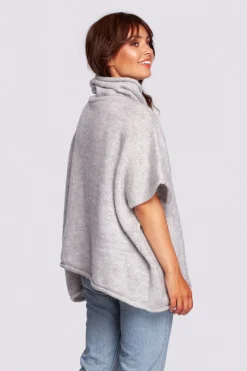 Clearance Luźny sweter typu ponczo - szary Swetry