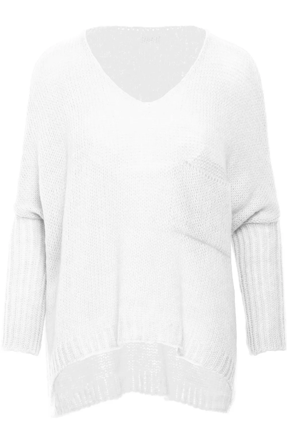 Luźny sweter z kieszenią - ecru Swetry