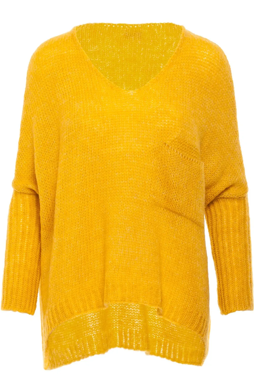 Discount Luźny sweter z kieszenią - miodowy Swetry