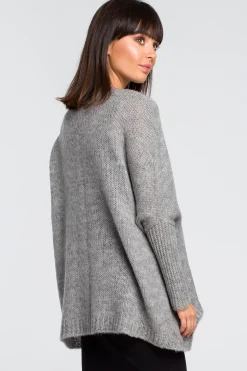 New Luźny sweter z kieszenią - szary Swetry