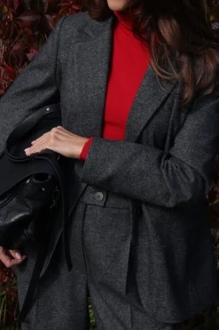 Clearance arynarka z doiezką wełny zapinana na guziki - zara Marynarki