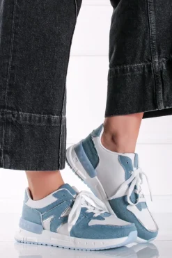 New Niebieskie niskie trampki Crissie - biało-niebieskie Sneakersy