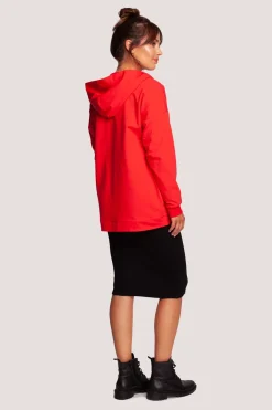 Hot Niezapinana narzutka z kapture - czerwona Odzież Casualowa|Bluzy