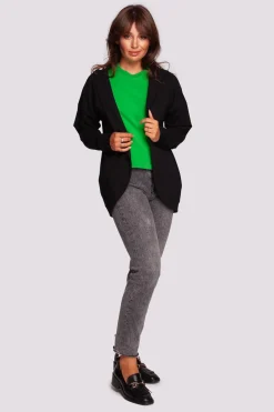Outlet Niezapinana narzutka z kapture - czarna Odzież Casualowa|Bluzy