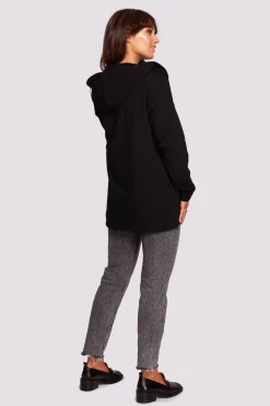 Outlet Niezapinana narzutka z kapture - czarna Odzież Casualowa|Bluzy