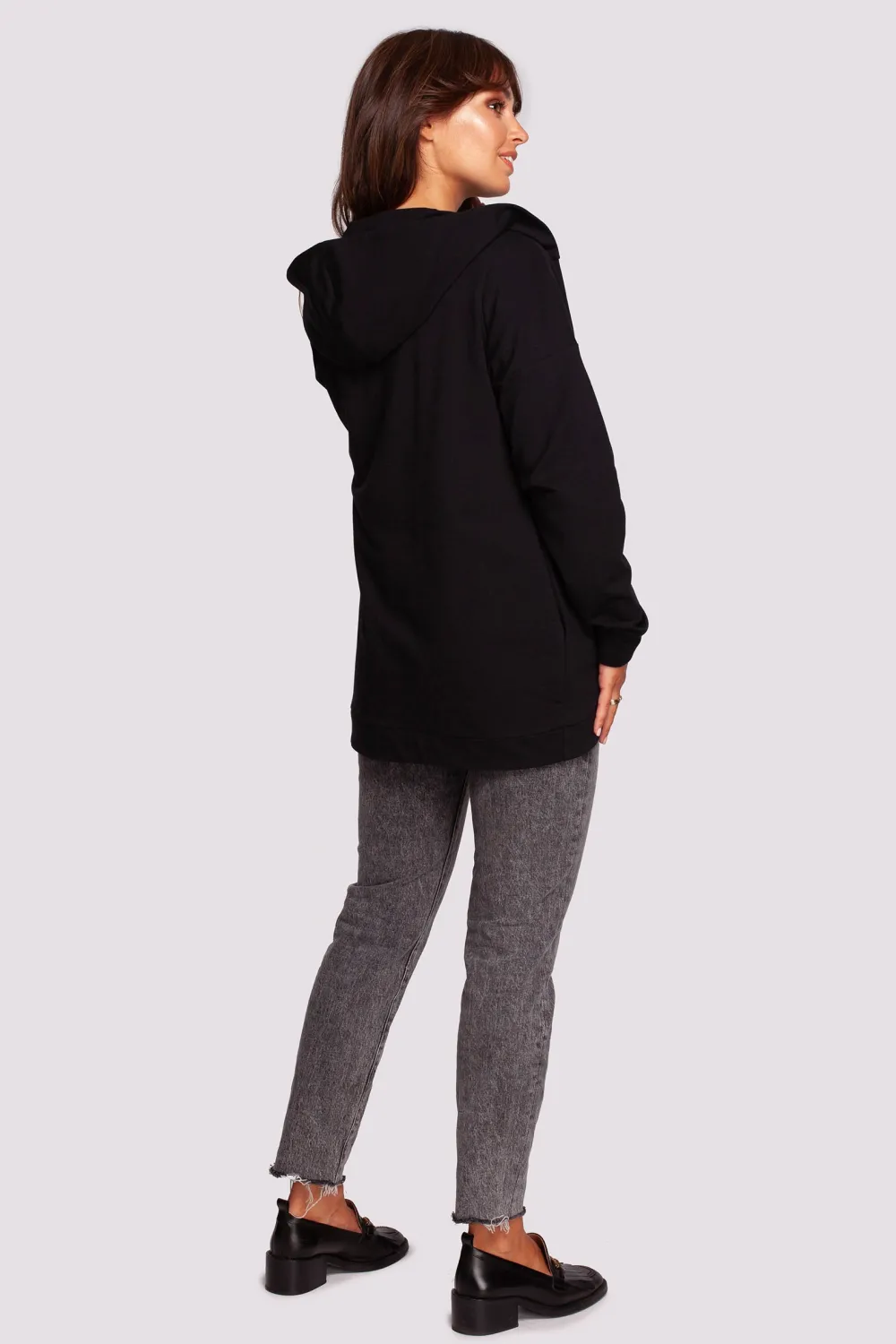Outlet Niezapinana narzutka z kapture - czarna Odzież Casualowa|Bluzy