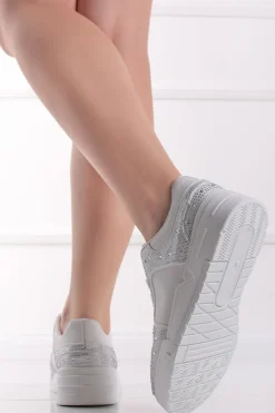 Sale Niskie trampki z dżetami Alesse - białe Sneakersy