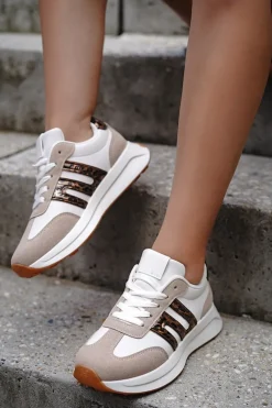 Online Niskie trampki Zaara - biało-beżowe Sneakersy