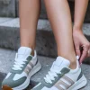 Online Niskie trampki Zaara - biało-zielone Sneakersy