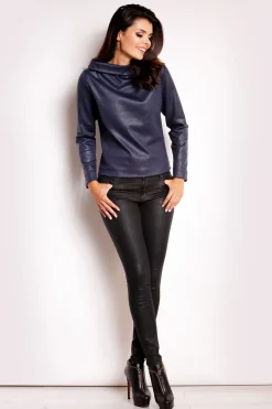 Online Nowoczesna bluza z kołnierzem - granatowa Dobry Skład|Bluzy