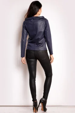 Online Nowoczesna bluza z kołnierzem - granatowa Dobry Skład|Bluzy