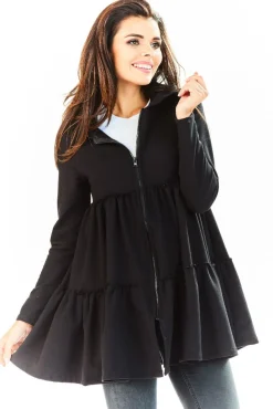 Outlet Nowoczesna zasuwana bluza z falbanami - czarna Dobry Skład|Bluzy