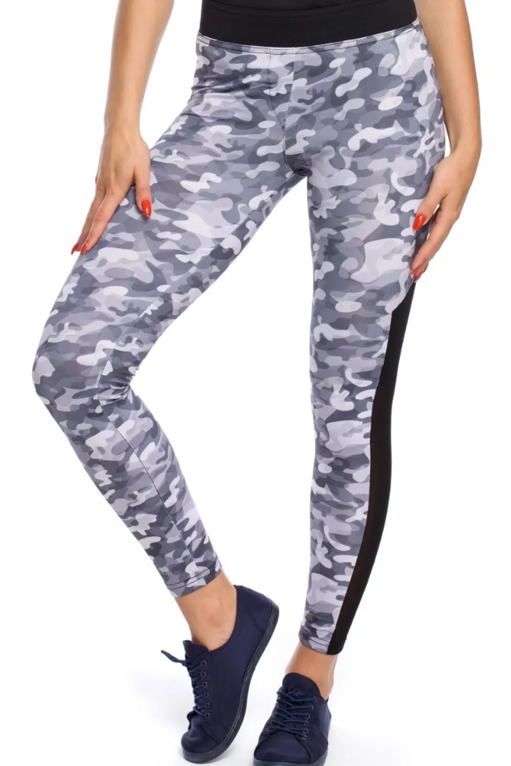 Hot Nowoczene egginy ze wtawką na łydce Legginsy