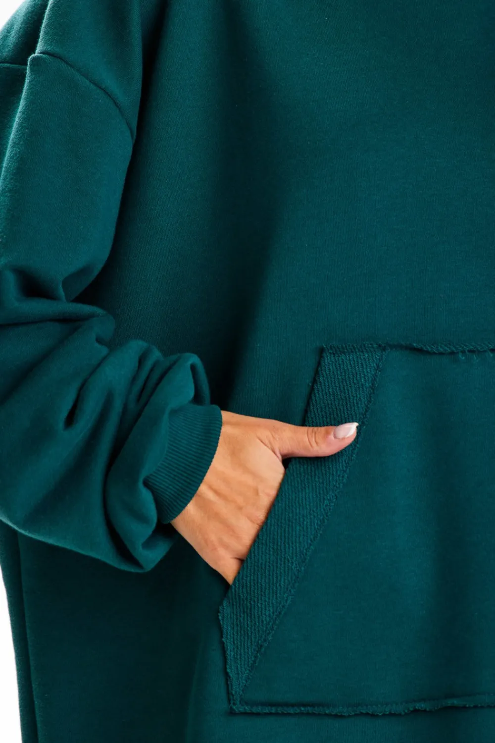 Obszerna bluza damska z kieszenią kangurek - zielona Odzież Casualowa|Dobry Skład