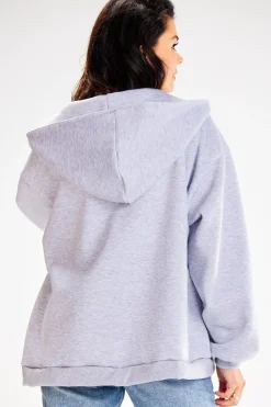 Outlet Obszerna bluza zasuwana na zamek - szara Odzież Casualowa|Bluzy