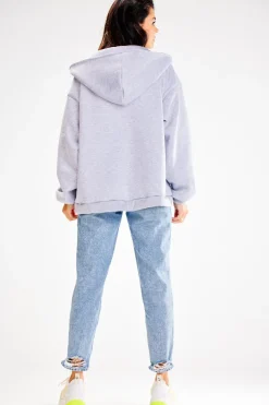 Outlet Obszerna bluza zasuwana na zamek - szara Odzież Casualowa|Bluzy