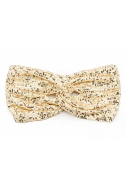 Sale Opaska bandana na głowę - beżowa-cekiny Akcesoria