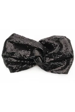 Opaska bandana na głowę - czarna-cekiny Akcesoria