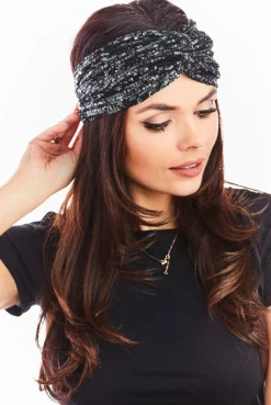 New Opaska bandana na głowę - grafitowa-cekiny Akcesoria