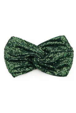 Clearance Opaska bandana na głowę - zielona-cekiny Akcesoria