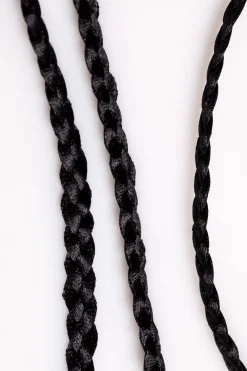 Clearance Pasek z plecionego sznurka boho z frędzlami na końcach - czarny Akcesoria