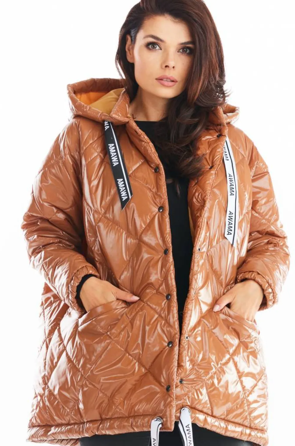 Online Pikowana kurtka oversize - beżowa Płaszcze I Kurtki Przejściowe|Kurtki