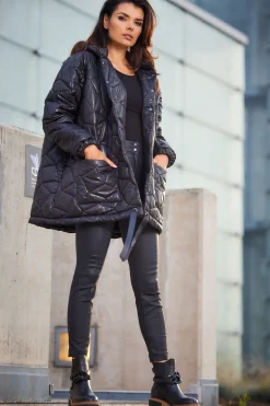 New Pikowana kurtka oversize - czarna Kurtki