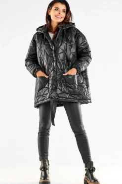 New Pikowana kurtka oversize - czarna Kurtki