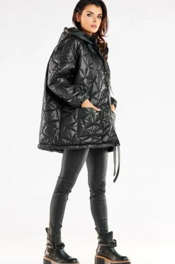 New Pikowana kurtka oversize - czarna Kurtki