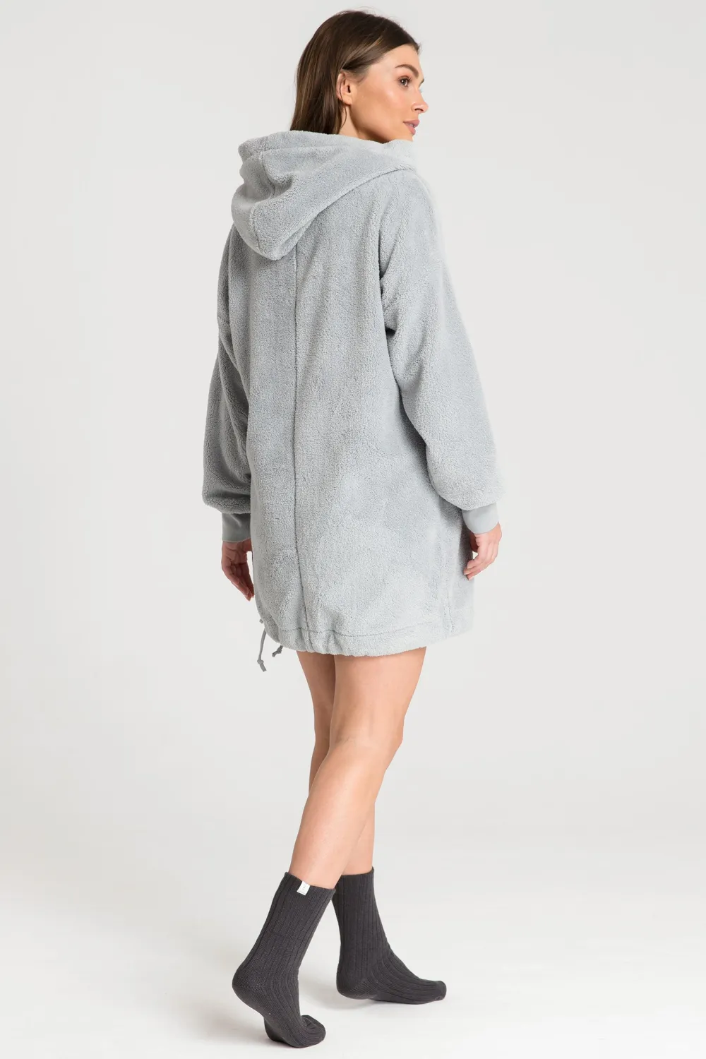 Outlet Puzowa buza overize z kiezenią kangurek - popieata Odzież Casualowa|Bluzy