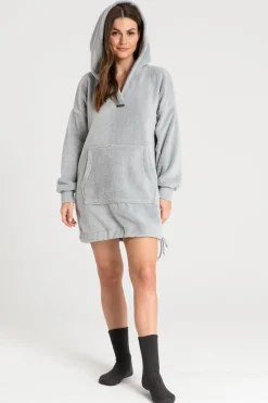 Outlet Puzowa buza overize z kiezenią kangurek - popieata Odzież Casualowa|Bluzy