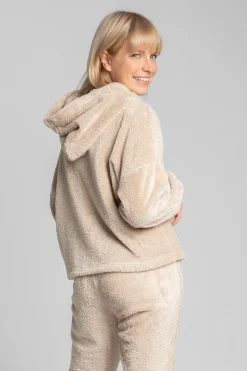 New Puzowa buza z kapture - cappuccino Odzież Casualowa|Bluzy