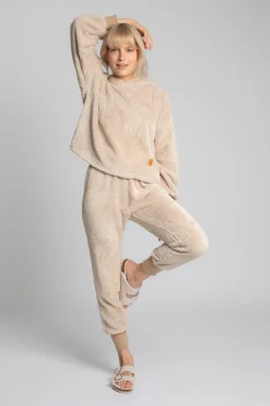 New Puzowa buza z kapture - cappuccino Odzież Casualowa|Bluzy