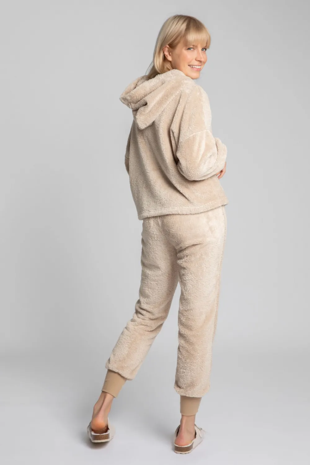 New Puzowa buza z kapture - cappuccino Odzież Casualowa|Bluzy