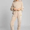 Discount Pluszowe spodnie joggery - cappuccino Odzież Casualowa|Spodnie