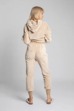 Discount Pluszowe spodnie joggery - cappuccino Odzież Casualowa|Spodnie