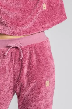 Pluszowe spodnie joggery - wrzosowe Odzież Casualowa|Spodnie