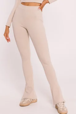 Best Prążkowane egginy z rozcięciai – piakowe Legginsy|Odzież Casualowa