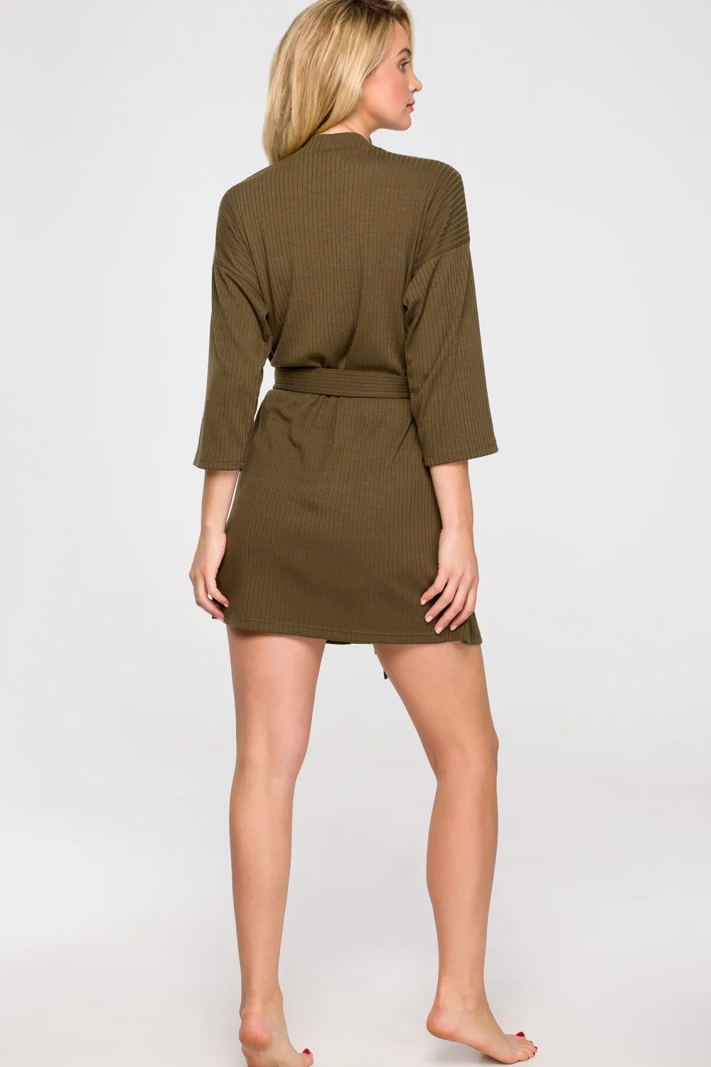 Discount Prążkowany zafrok z pakie - khaki Szlafroki