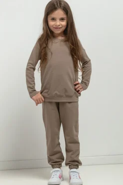 Online Prosta bluza ze stójką dla dziewczynki - cappuccino Dzieci Odzież Dziecięca|Dobry Skład