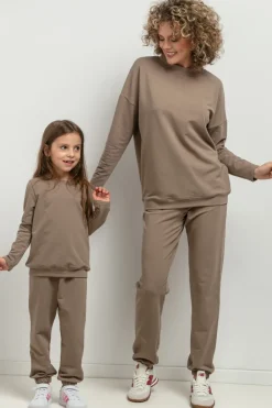 Online Prosta bluza ze stójką dla dziewczynki - cappuccino Dzieci Odzież Dziecięca|Dobry Skład