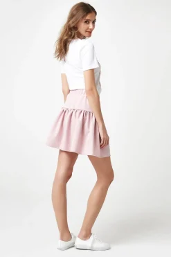 Clearance Rozkloszowana spódniczka mini - pudrowy róż Spódnice