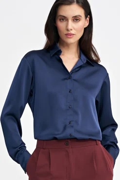 Outlet atynowa kozua body z kołnierzykie – granatowa Koszule|Body