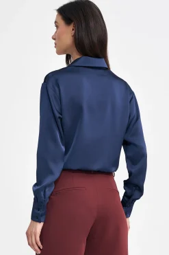 Outlet atynowa kozua body z kołnierzykie – granatowa Koszule|Body