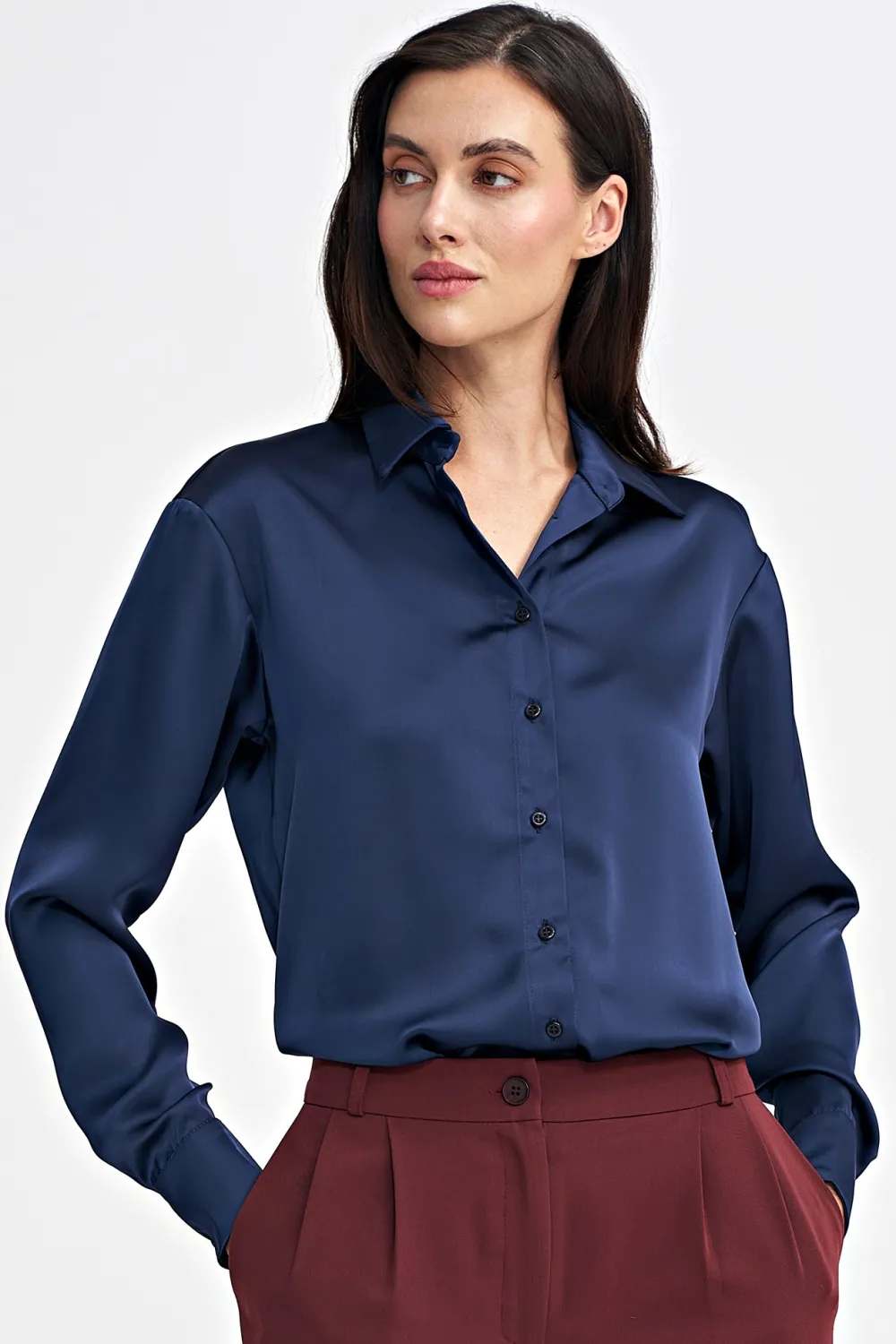 Outlet atynowa kozua body z kołnierzykie – granatowa Koszule|Body