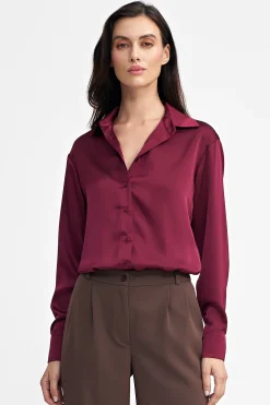 New atynowa kozua body z kołnierzykie – bordowa Koszule|Body