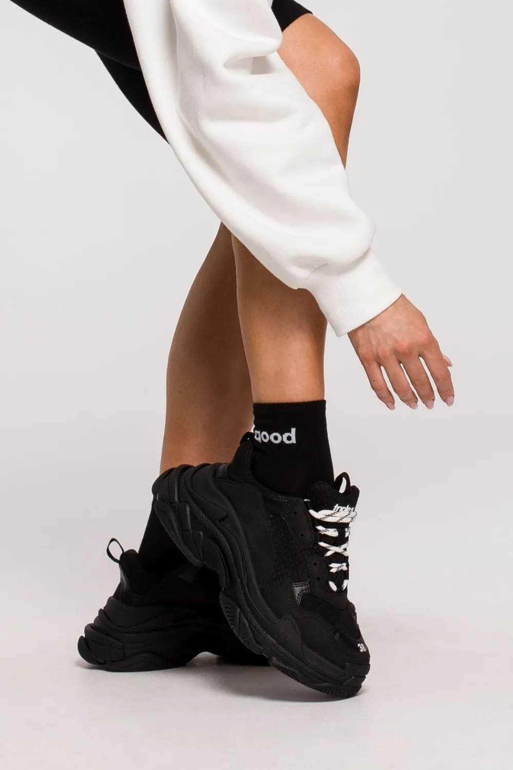 New Skarpety unisex z napisem "good vibes" - czarne Akcesoria