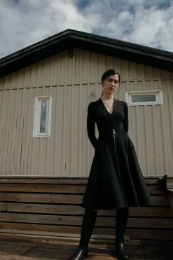 Clearance pódnica rozkozowana ze ściągacze w taii - czarna Odzież Casualowa|Spódnice