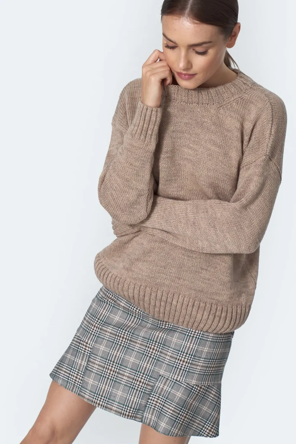 Outlet pódnica z fabanką w kratę - wzór Odzież Casualowa|Spódnice