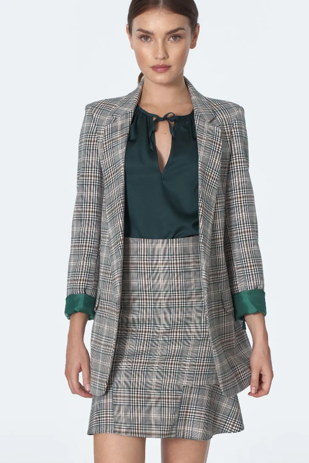 Outlet pódnica z fabanką w kratę - wzór Odzież Casualowa|Spódnice